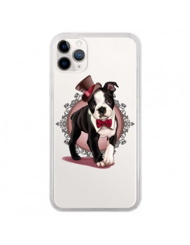 Coque iPhone 11 Pro Chien Bulldog Dog Gentleman Noeud Papillon Chapeau Transparente - Maryline Cazenave