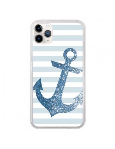 Coque iPhone 11 Pro Ancre Bleu Navire - Monica Martinez