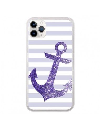 Coque iPhone 11 Pro Ancre Violet Navire - Monica Martinez