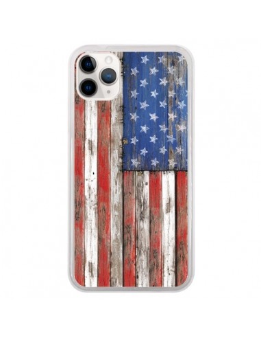 Coque iPhone 11 Pro Drapeau USA Vintage Bois Wood - Maximilian San