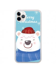 Coque iPhone 11 Pro Ours Blanc de Noël Merry Christmas -...