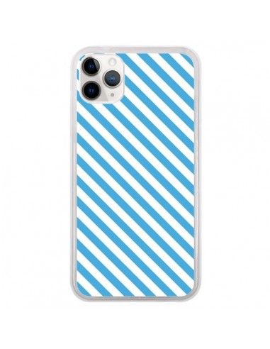 Coque iPhone 11 Pro Bonbon Candy Bleue et Blanche Rayée - Nico