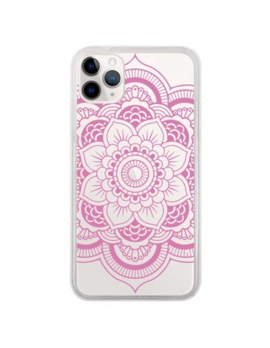 Coque iPhone 11 Pro Mandala Rose Clair Azteque Transparente - Nico