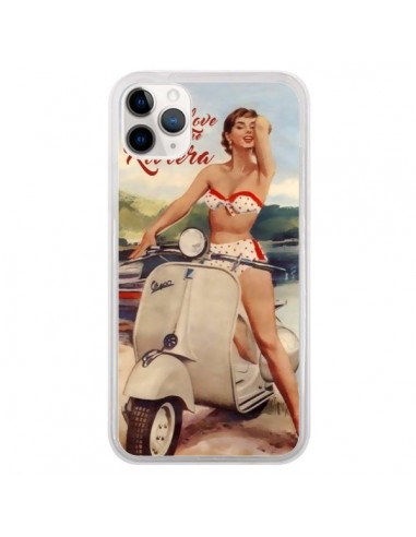 Coque iPhone 11 Pro Pin Up With Love From the Riviera Vespa Vintage - Nico
