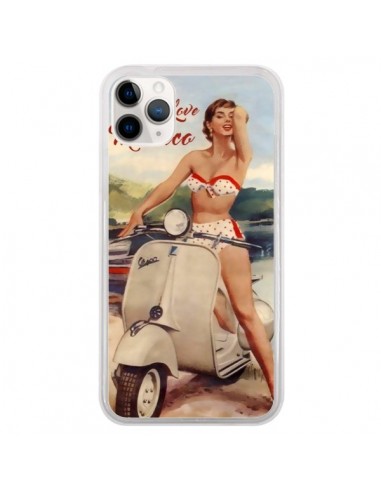 Coque iPhone 11 Pro Pin Up With Love From Monaco Vespa Vintage - Nico