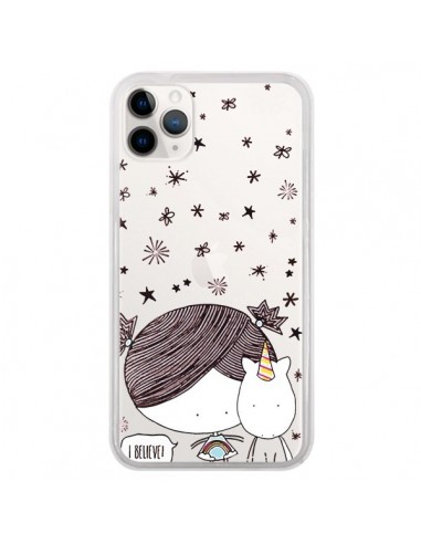 Coque iPhone 11 Pro Petite Fille et Licorne I Believe Transparente - Nico