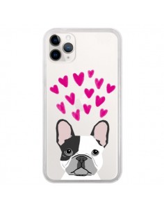 Coque iPhone 11 Pro Bulldog Français Coeurs Chien...