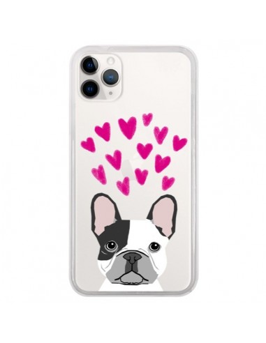 Coque iPhone 11 Pro Bulldog Français Coeurs Chien Transparente - Pet Friendly