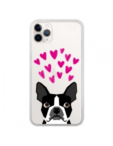 Coque iPhone 11 Pro Boston Terrier Coeurs Chien Transparente - Pet Friendly