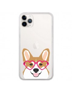 Coque iPhone 11 Pro Chien Marrant Lunettes Coeurs...