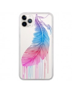 Coque iPhone 11 Pro Plume Feather Arc en Ciel...