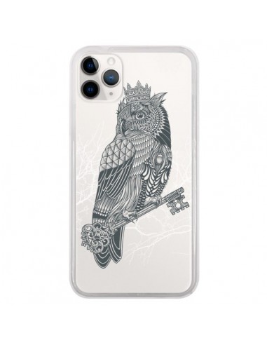 Coque iPhone 11 Pro Owl King Chouette Hibou Roi Transparente - Rachel Caldwell