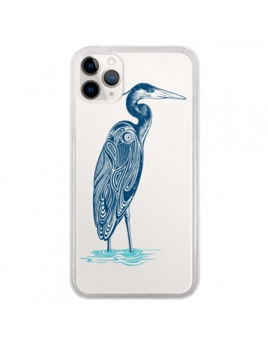 Coque iPhone 11 Pro Heron Blue Oiseau Transparente - Rachel Caldwell