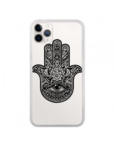 Coque iPhone 11 Pro Hamsa Cinq Doigts Main Mauvais Oeil Transparente - Rachel Caldwell