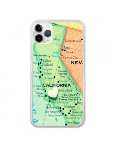 Coque iPhone 11 Pro Carte Map Californie - R Delean