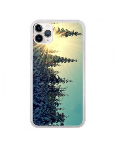 Coque iPhone 11 Pro Hiver Paysage Neige Montagnes Sapins Ski - R Delean