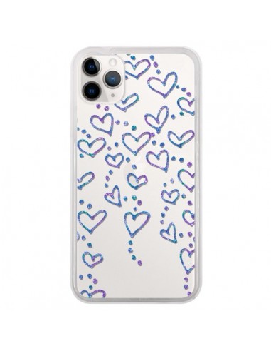 Coque iPhone 11 Pro Floating hearts coeurs flottants Transparente - Sylvia Cook