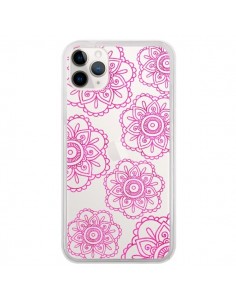 Coque iPhone 11 Pro Pink Doodle Flower Mandala Rose Fleur...
