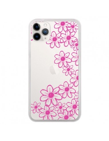 Coque iPhone 11 Pro Pink Flowers Fleurs Roses Transparente - Sylvia Cook