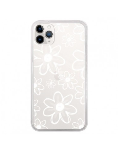 Coque iPhone 11 Pro Mandala Blanc White Flower Transparente - Sylvia Cook
