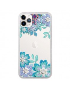 Coque iPhone 11 Pro Winter Flower Bleu, Fleurs d'Hiver...