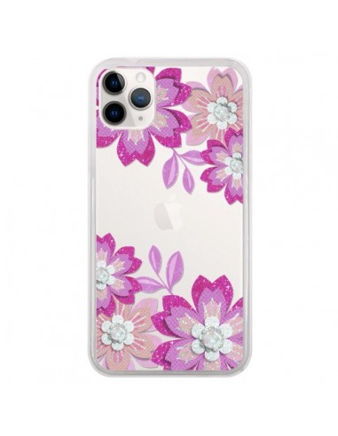 Coque iPhone 11 Pro Winter Flower Rose, Fleurs d'Hiver Transparente - Sylvia Cook