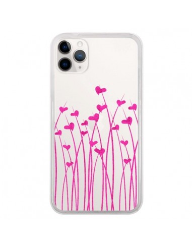 Coque iPhone 11 Pro Love in Pink Amour Rose Fleur Transparente - Sylvia Cook