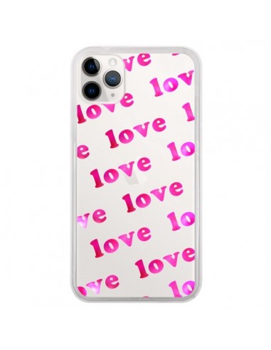 Coque iPhone 11 Pro Pink Love Rose Transparente - Sylvia Cook