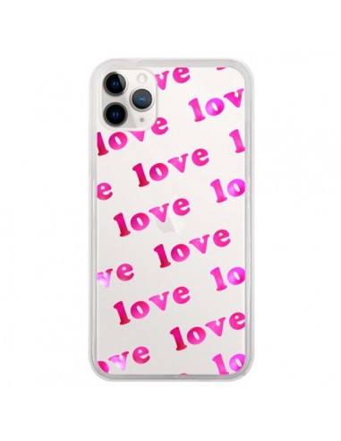 Coque iPhone 11 Pro Pink Love Rose Transparente - Sylvia Cook