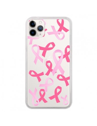 Coque iPhone 11 Pro Pink Ribbons Ruban Rose Transparente - Sylvia Cook
