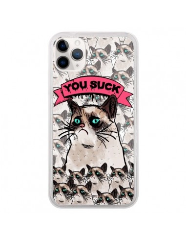 Coque iPhone 11 Pro Chat Grumpy Cat - You Suck - Sara Eshak