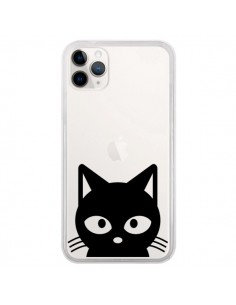 Coque iPhone 11 Pro Tête Chat Noir Cat Transparente -...
