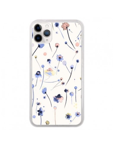 Coque iPhone 11 Pro Blue Soft Flowers - Ninola Design