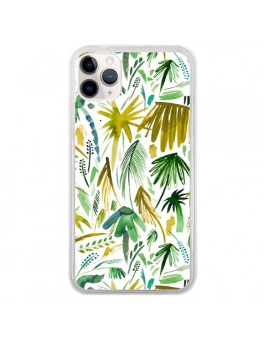 Coque iPhone 11 Pro Brushstrokes Tropical Palms Green - Ninola Design