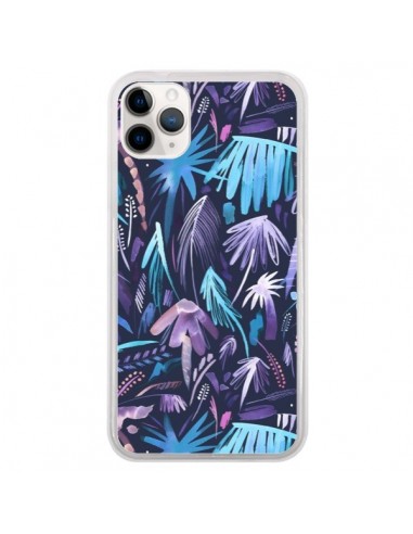Coque iPhone 11 Pro Brushstrokes Tropical Palms Navy - Ninola Design