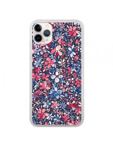 Coque iPhone 11 Pro Colorful Little Flowers Navy - Ninola Design