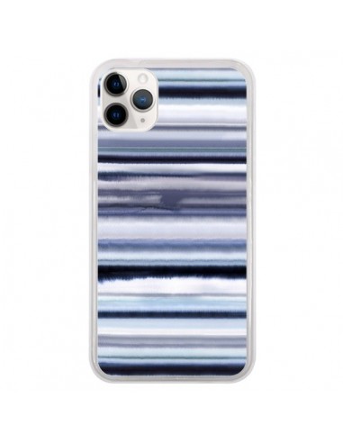 Coque iPhone 11 Pro Degrade Stripes Watercolor Navy - Ninola Design