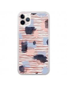 Coque iPhone 11 Pro Watercolor Stains Stripes Red -...