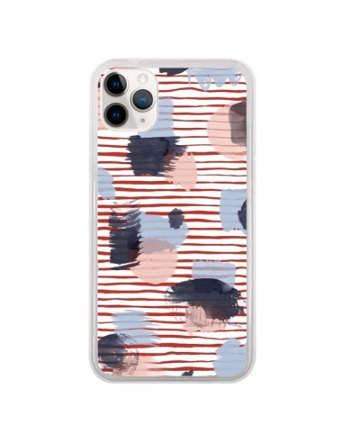 Coque iPhone 11 Pro Watercolor Stains Stripes Red - Ninola Design