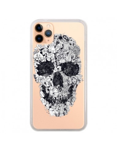 Coque iPhone 11 Pro Max Doodle Skull Dessin Tête de Mort Transparente - Ali Gulec