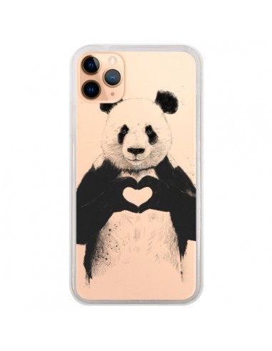Coque iPhone 11 Pro Max Panda All You Need Is Love Transparente - Balazs Solti