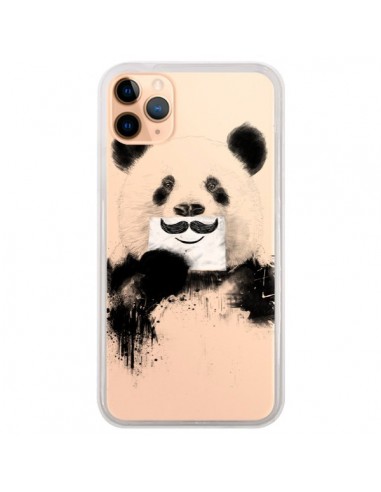 Coque iPhone 11 Pro Max Funny Panda Moustache Transparente - Balazs Solti