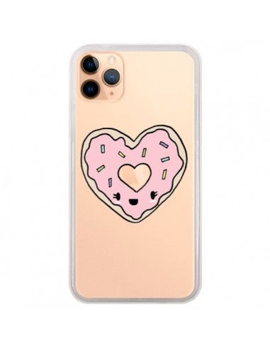 Coque iPhone 11 Pro Max Donuts Heart Coeur Rose Transparente - Claudia Ramos