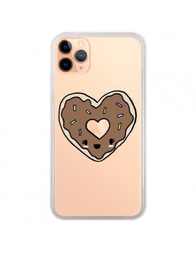 Coque iPhone 11 Pro Max Donuts Heart Coeur Chocolat Transparente - Claudia Ramos
