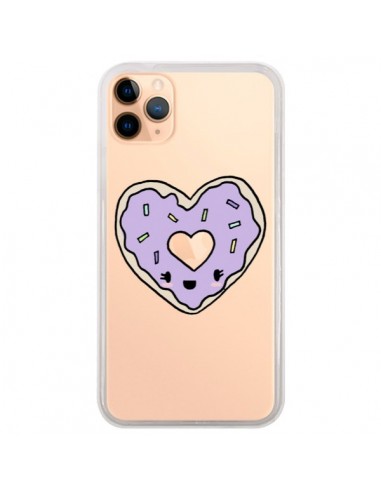 Coque iPhone 11 Pro Max Donuts Heart Coeur Violet Transparente - Claudia Ramos