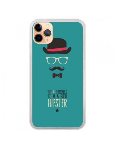 Coque iPhone 11 Pro Max Chapeau, Lunettes, Moustache, Noeud Papillon To Be a Good Hipster - Eleaxart