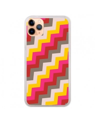 Coque iPhone 11 Pro Max Lignes Triangle Azteque Rose Rouge - Eleaxart