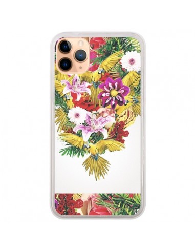 Coque iPhone 11 Pro Max Parrot Floral Perroquet Fleurs - Eleaxart