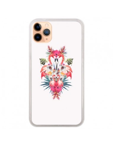Coque iPhone 11 Pro Max Tropicales Flamingos Tropical Flamant Rose Summer Ete - Eleaxart