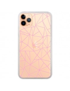 Coque iPhone 11 Pro Max Lignes Triangle Rose Transparente...